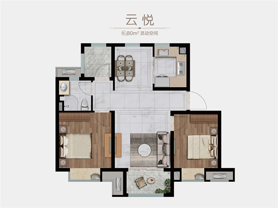 80㎡戶型圖
