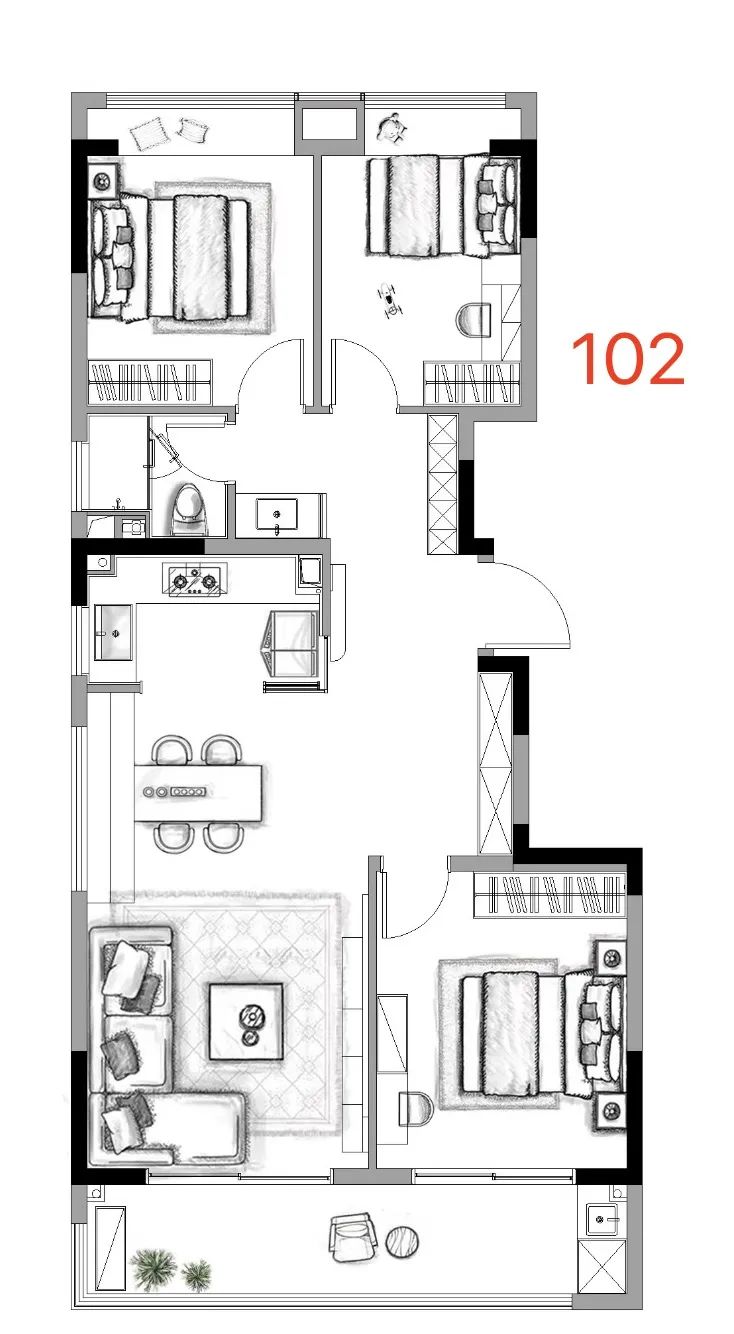 洋房102㎡戶(hù)型圖