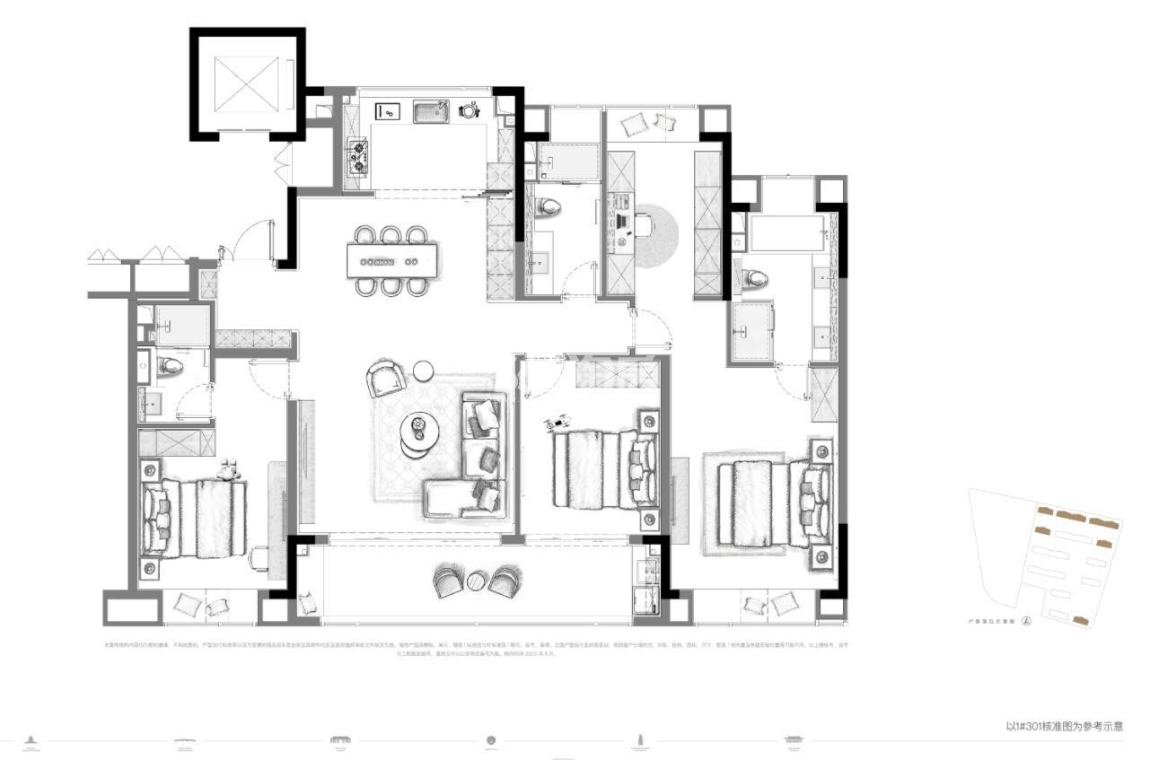 金基瞻月府建面172㎡戶型圖