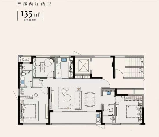 135㎡橫廳戶型圖