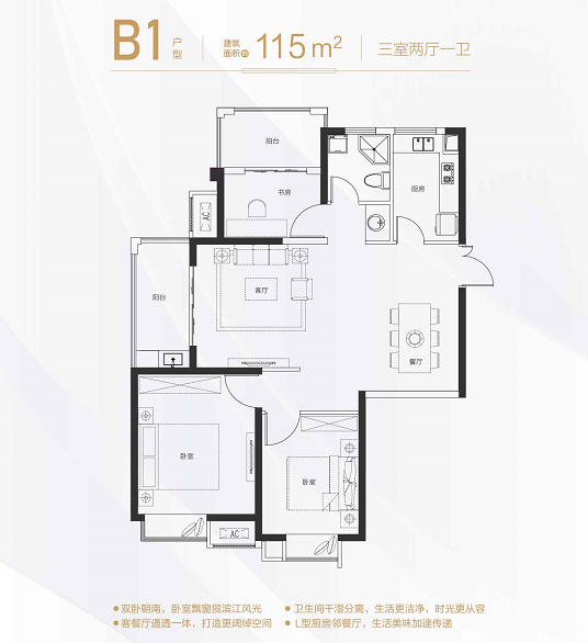濱江雅園115㎡戶型圖