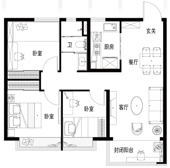 碧桂園星語海89㎡戶型圖