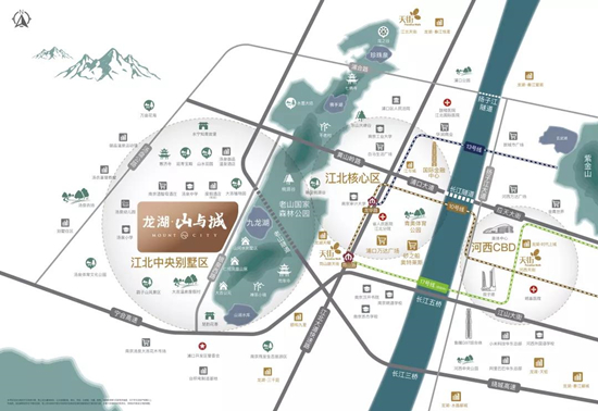 龍湖山與城區(qū)位圖