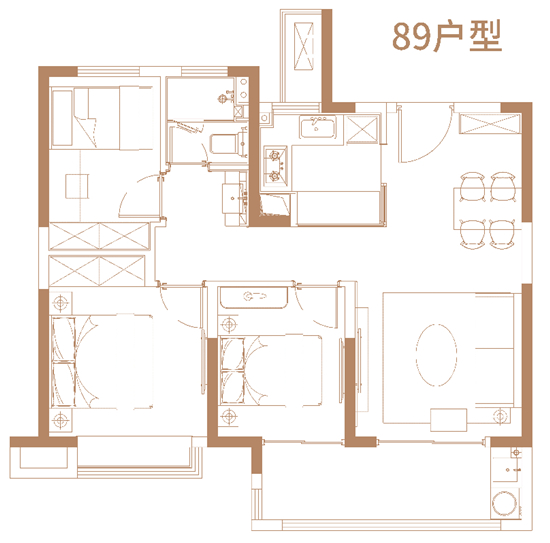 中冶錦繡和鳴89㎡戶型圖