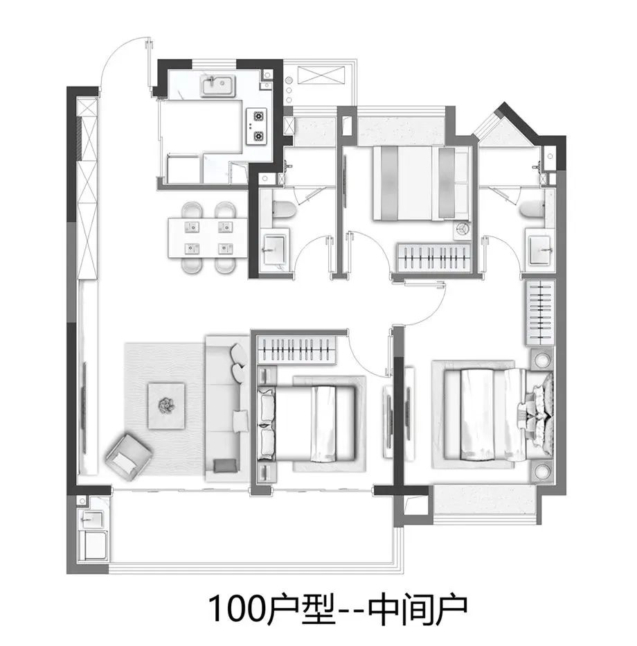 璀璨璟園100㎡戶型圖