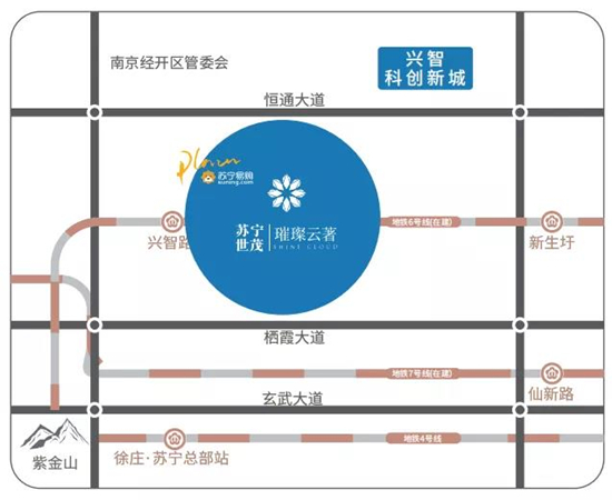 蘇寧世茂璀璨云著區(qū)位圖